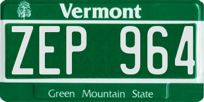 VT license plate ZEP964