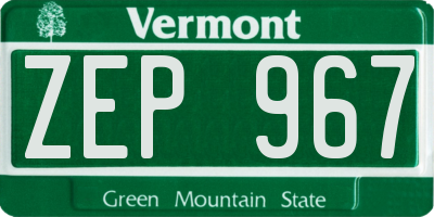 VT license plate ZEP967