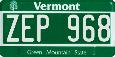 VT license plate ZEP968