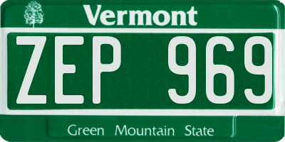 VT license plate ZEP969
