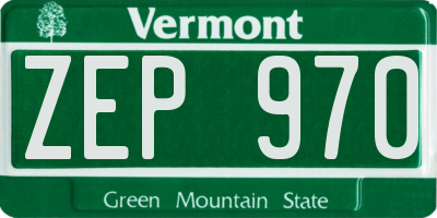 VT license plate ZEP970