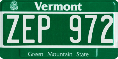 VT license plate ZEP972