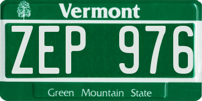 VT license plate ZEP976