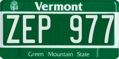 VT license plate ZEP977