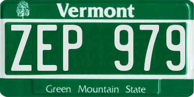 VT license plate ZEP979