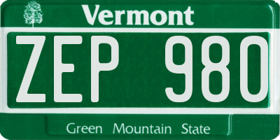 VT license plate ZEP980