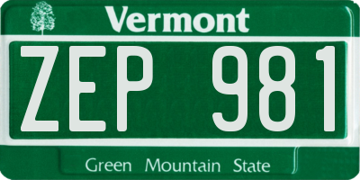 VT license plate ZEP981