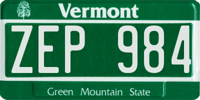 VT license plate ZEP984