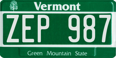 VT license plate ZEP987