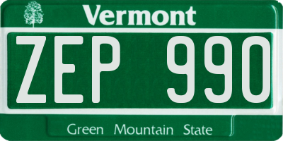 VT license plate ZEP990