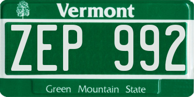 VT license plate ZEP992