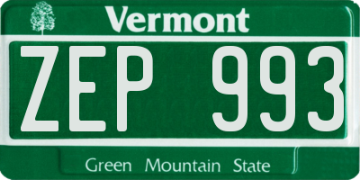 VT license plate ZEP993
