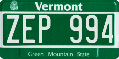 VT license plate ZEP994