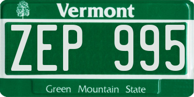 VT license plate ZEP995