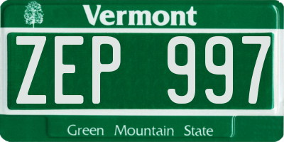 VT license plate ZEP997