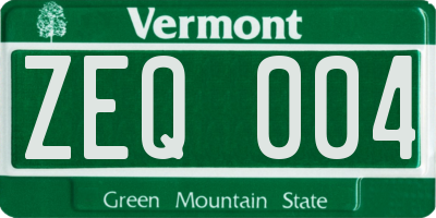 VT license plate ZEQ004