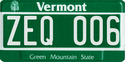 VT license plate ZEQ006