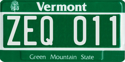 VT license plate ZEQ011
