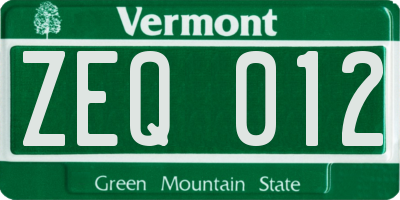 VT license plate ZEQ012