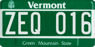 VT license plate ZEQ016