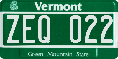 VT license plate ZEQ022