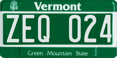 VT license plate ZEQ024