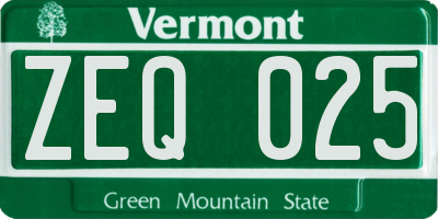 VT license plate ZEQ025