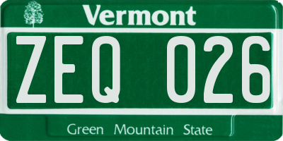 VT license plate ZEQ026