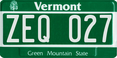 VT license plate ZEQ027