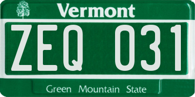 VT license plate ZEQ031