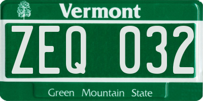 VT license plate ZEQ032
