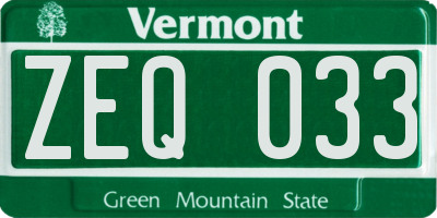 VT license plate ZEQ033