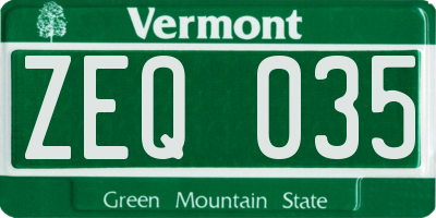VT license plate ZEQ035