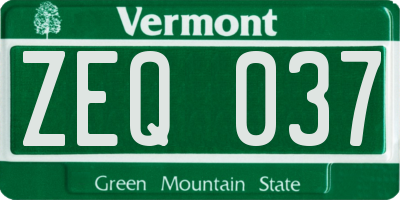 VT license plate ZEQ037