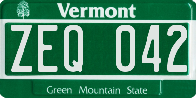 VT license plate ZEQ042