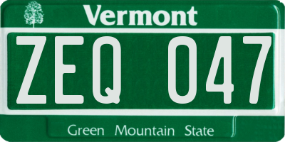 VT license plate ZEQ047