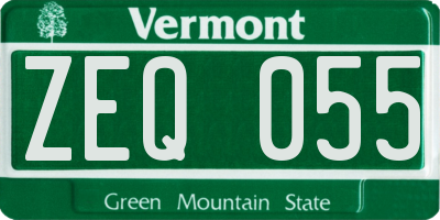 VT license plate ZEQ055