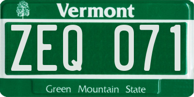 VT license plate ZEQ071