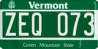 VT license plate ZEQ073