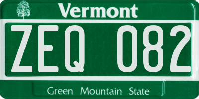VT license plate ZEQ082