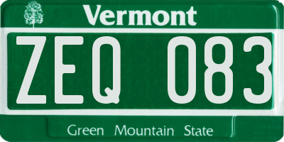VT license plate ZEQ083