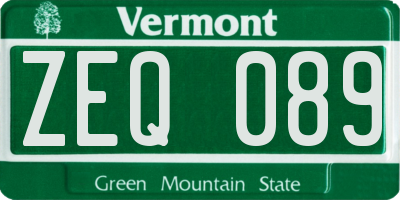 VT license plate ZEQ089