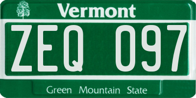 VT license plate ZEQ097