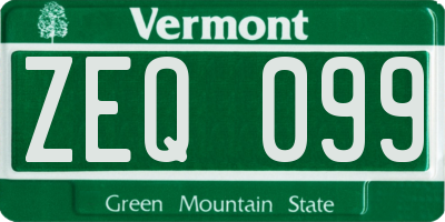 VT license plate ZEQ099