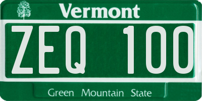 VT license plate ZEQ100