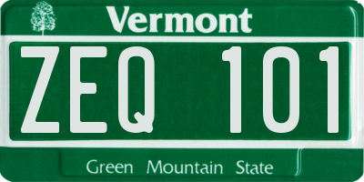 VT license plate ZEQ101