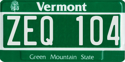 VT license plate ZEQ104