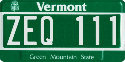 VT license plate ZEQ111
