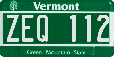 VT license plate ZEQ112