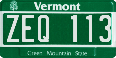 VT license plate ZEQ113